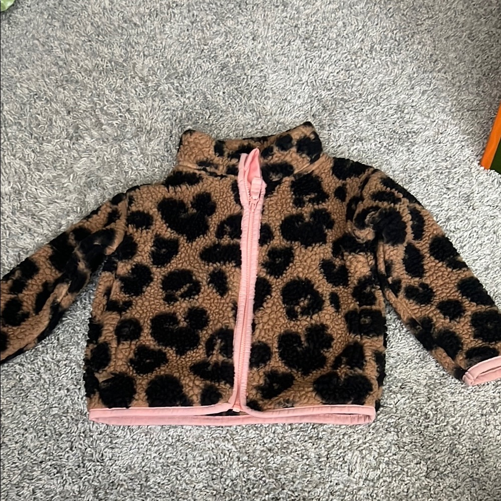 Jumping Beans Sherpa Jacket with leopard print